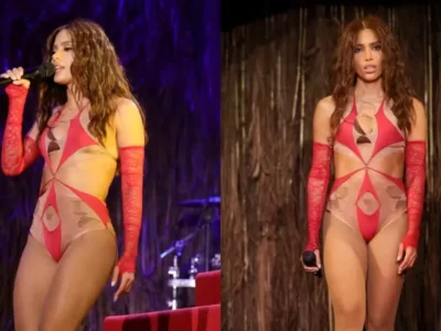 Anitta troca roupa no palco e estreia turnê com body ultracavado